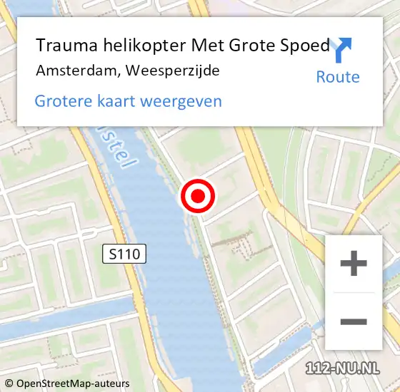 Locatie op kaart van de 112 melding: Trauma helikopter Met Grote Spoed Naar Amsterdam, Weesperzijde op 1 juli 2024 00:26