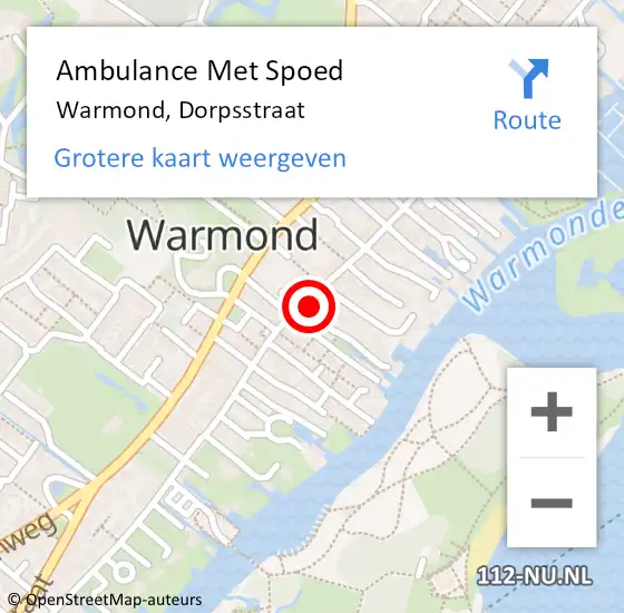 Locatie op kaart van de 112 melding: Ambulance Met Spoed Naar Warmond, Dorpsstraat op 1 juli 2024 00:36