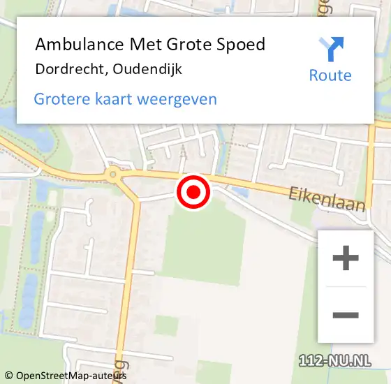 Locatie op kaart van de 112 melding: Ambulance Met Grote Spoed Naar Dordrecht, Oudendijk op 1 juli 2024 00:42