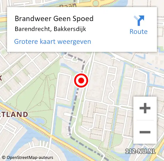 Locatie op kaart van de 112 melding: Brandweer Geen Spoed Naar Barendrecht, Bakkersdijk op 1 juli 2024 00:50