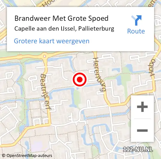 Locatie op kaart van de 112 melding: Brandweer Met Grote Spoed Naar Capelle aan den IJssel, Pallieterburg op 1 juli 2024 00:53