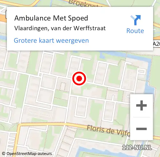 Locatie op kaart van de 112 melding: Ambulance Met Spoed Naar Vlaardingen, van der Werffstraat op 1 juli 2024 01:08