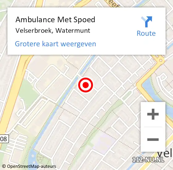 Locatie op kaart van de 112 melding: Ambulance Met Spoed Naar Velserbroek, Watermunt op 1 juli 2024 01:11