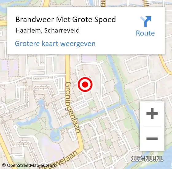 Locatie op kaart van de 112 melding: Brandweer Met Grote Spoed Naar Haarlem, Scharreveld op 1 juli 2024 01:20