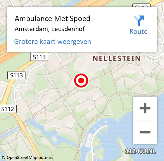 Locatie op kaart van de 112 melding: Ambulance Met Spoed Naar Amsterdam, Leusdenhof op 1 juli 2024 02:55
