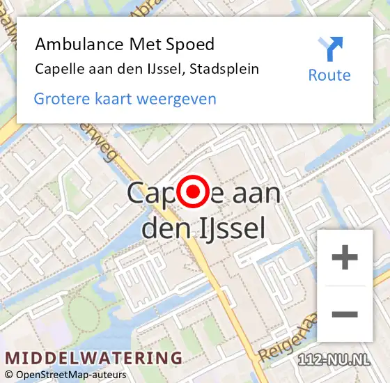 Locatie op kaart van de 112 melding: Ambulance Met Spoed Naar Capelle aan den IJssel, Stadsplein op 1 juli 2024 03:29