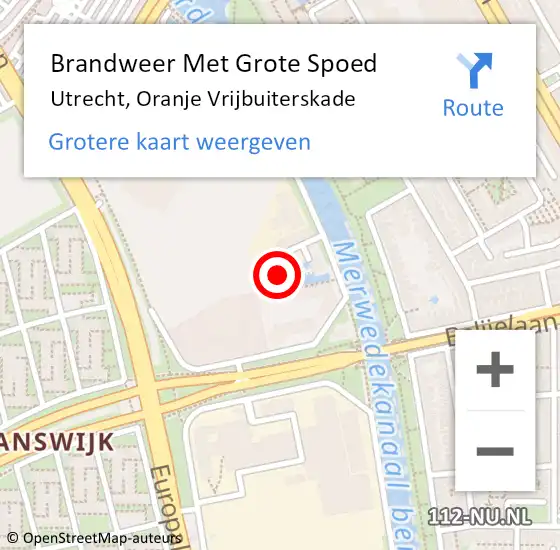 Locatie op kaart van de 112 melding: Brandweer Met Grote Spoed Naar Utrecht, Oranje Vrijbuiterskade op 1 juli 2024 03:43