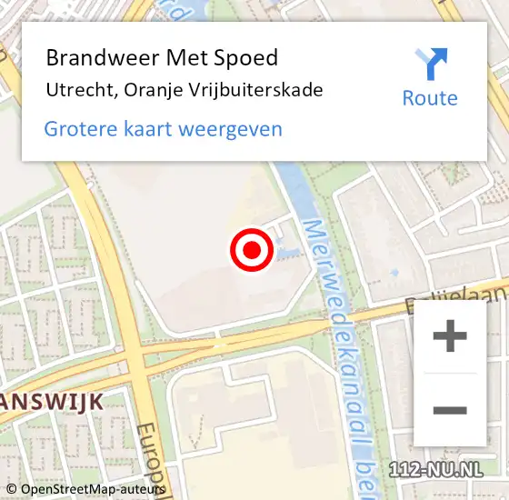 Locatie op kaart van de 112 melding: Brandweer Met Spoed Naar Utrecht, Oranje Vrijbuiterskade op 1 juli 2024 04:01