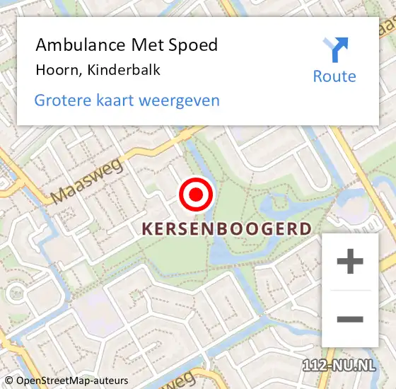 Locatie op kaart van de 112 melding: Ambulance Met Spoed Naar Hoorn, Kinderbalk op 1 juli 2024 04:29