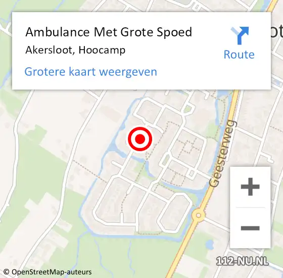 Locatie op kaart van de 112 melding: Ambulance Met Grote Spoed Naar Akersloot, Hoocamp op 1 juli 2024 05:17