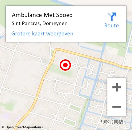 Locatie op kaart van de 112 melding: Ambulance Met Spoed Naar Sint Pancras, Domeynen op 1 juli 2024 05:28