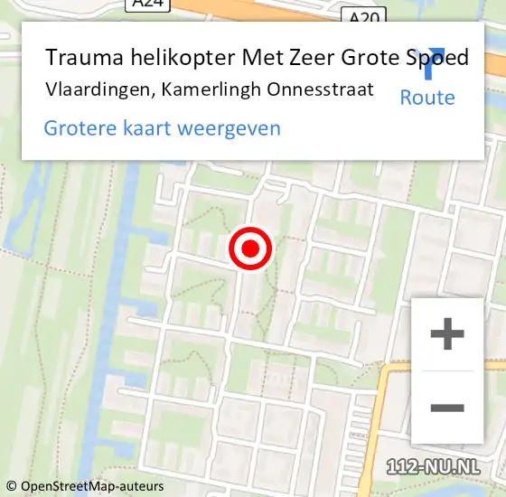 Locatie op kaart van de 112 melding: Trauma helikopter Met Zeer Grote Spoed Naar Vlaardingen, Kamerlingh Onnesstraat op 1 juli 2024 06:51