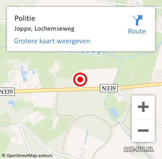 Locatie op kaart van de 112 melding: Politie Joppe, Lochemseweg op 1 juli 2024 07:06