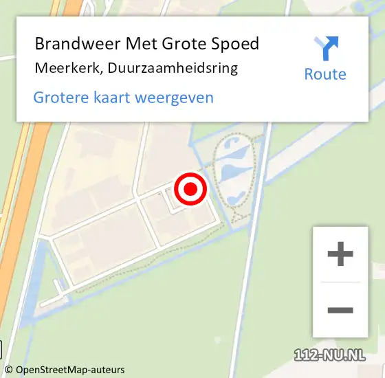 Locatie op kaart van de 112 melding: Brandweer Met Grote Spoed Naar Meerkerk, Duurzaamheidsring op 1 juli 2024 07:15