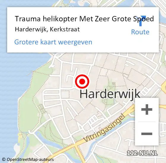 Locatie op kaart van de 112 melding: Trauma helikopter Met Zeer Grote Spoed Naar Harderwijk, Kerkstraat op 1 juli 2024 07:25