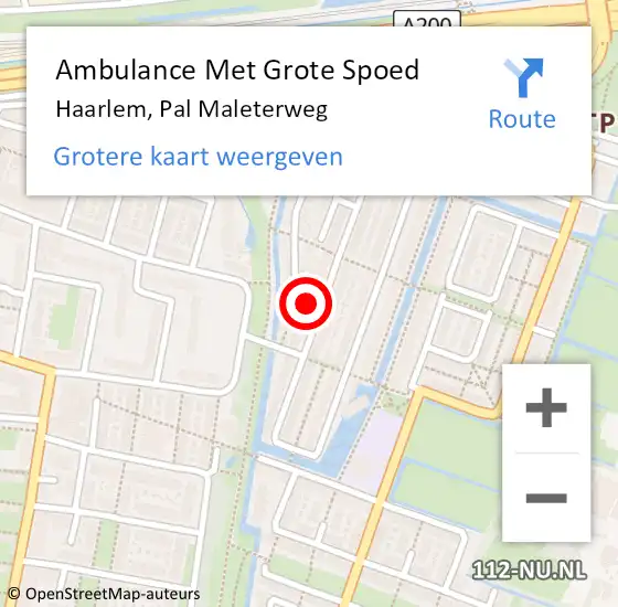 Locatie op kaart van de 112 melding: Ambulance Met Grote Spoed Naar Haarlem, Pal Maleterweg op 1 juli 2024 08:24