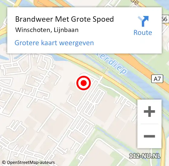 Locatie op kaart van de 112 melding: Brandweer Met Grote Spoed Naar Winschoten, Lijnbaan op 1 juli 2024 08:30