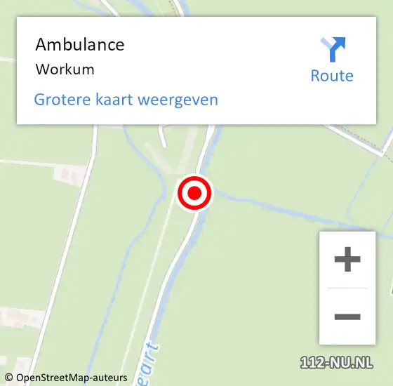 Locatie op kaart van de 112 melding: Ambulance Workum op 1 juli 2024 08:33