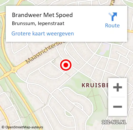 Locatie op kaart van de 112 melding: Brandweer Met Spoed Naar Brunssum, Iepenstraat op 1 juli 2024 08:36