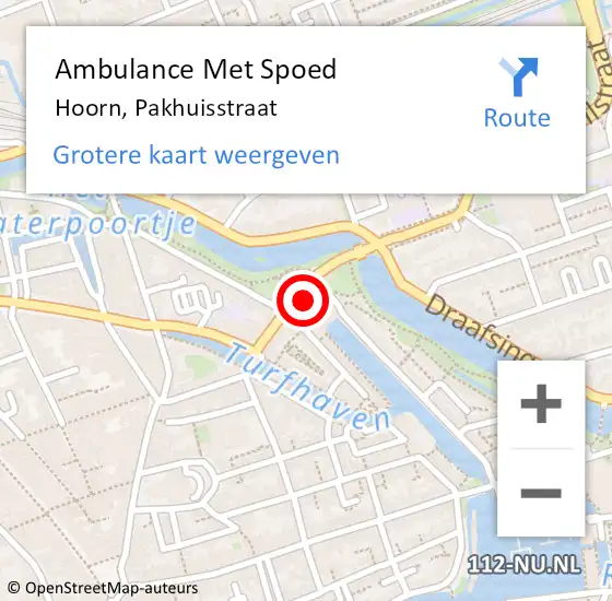 Locatie op kaart van de 112 melding: Ambulance Met Spoed Naar Hoorn, Pakhuisstraat op 1 juli 2024 08:36