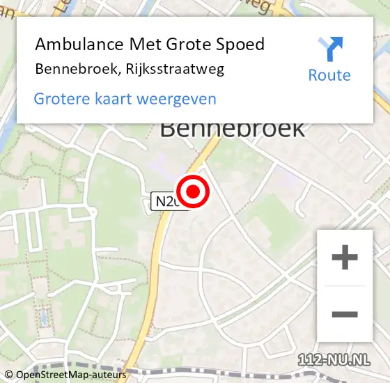 Locatie op kaart van de 112 melding: Ambulance Met Grote Spoed Naar Bennebroek, Rijksstraatweg op 1 juli 2024 08:38