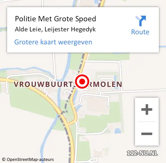 Locatie op kaart van de 112 melding: Politie Met Grote Spoed Naar Alde Leie, Leijester Hegedyk op 1 juli 2024 08:45