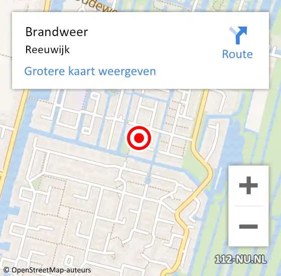 Locatie op kaart van de 112 melding: Brandweer Reeuwijk op 1 juli 2024 09:09