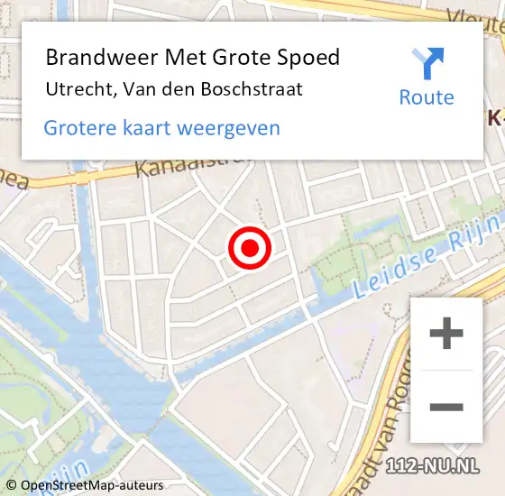 Locatie op kaart van de 112 melding: Brandweer Met Grote Spoed Naar Utrecht, Van den Boschstraat op 1 juli 2024 09:22