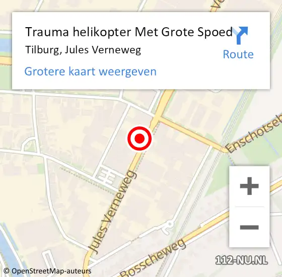Locatie op kaart van de 112 melding: Trauma helikopter Met Grote Spoed Naar Tilburg, Jules Verneweg op 1 juli 2024 09:38