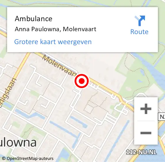 Locatie op kaart van de 112 melding: Ambulance Anna Paulowna, Molenvaart op 1 juli 2024 09:39