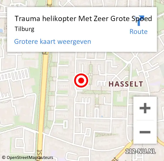 Locatie op kaart van de 112 melding: Trauma helikopter Met Zeer Grote Spoed Naar Tilburg op 1 juli 2024 09:57