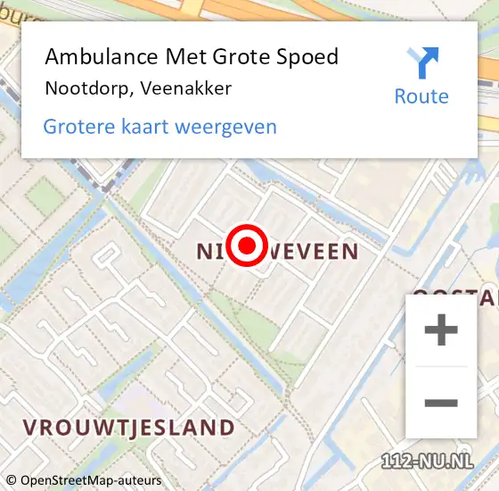 Locatie op kaart van de 112 melding: Ambulance Met Grote Spoed Naar Nootdorp, Veenakker op 1 juli 2024 10:24