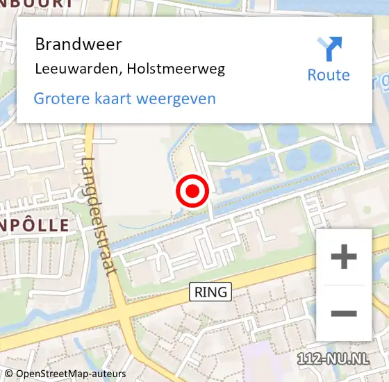 Locatie op kaart van de 112 melding: Brandweer Leeuwarden, Holstmeerweg op 1 juli 2024 10:28