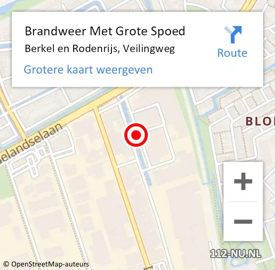 Locatie op kaart van de 112 melding: Brandweer Met Grote Spoed Naar Berkel en Rodenrijs, Veilingweg op 1 juli 2024 10:38