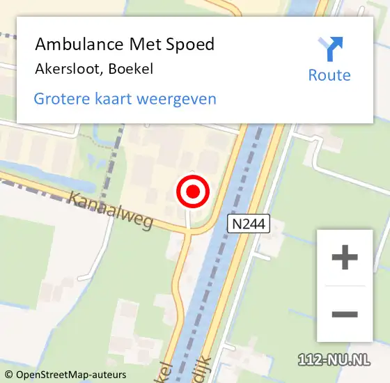 Locatie op kaart van de 112 melding: Ambulance Met Spoed Naar Akersloot, Boekel op 1 juli 2024 10:55