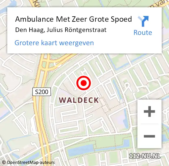 Locatie op kaart van de 112 melding: Ambulance Met Zeer Grote Spoed Naar Den Haag, Julius Röntgenstraat op 1 juli 2024 11:00