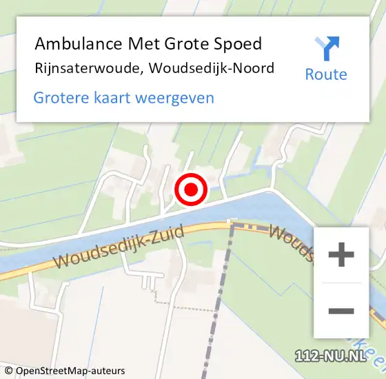 Locatie op kaart van de 112 melding: Ambulance Met Grote Spoed Naar Rijnsaterwoude, Woudsedijk-Noord op 1 juli 2024 11:14