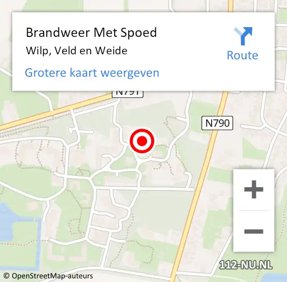 Locatie op kaart van de 112 melding: Brandweer Met Spoed Naar Wilp, Veld en Weide op 1 juli 2024 11:34