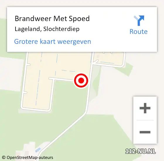 Locatie op kaart van de 112 melding: Brandweer Met Spoed Naar Lageland, Slochterdiep op 1 juli 2024 11:46