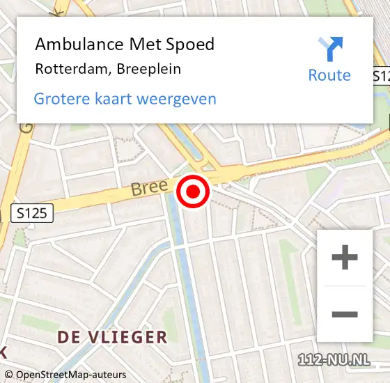 Locatie op kaart van de 112 melding: Ambulance Met Spoed Naar Rotterdam, Breeplein op 1 juli 2024 11:49