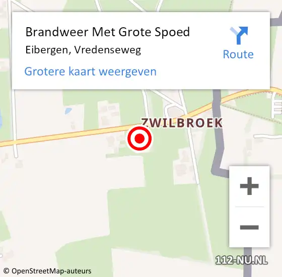 Locatie op kaart van de 112 melding: Brandweer Met Grote Spoed Naar Eibergen, Vredenseweg op 1 juli 2024 11:57