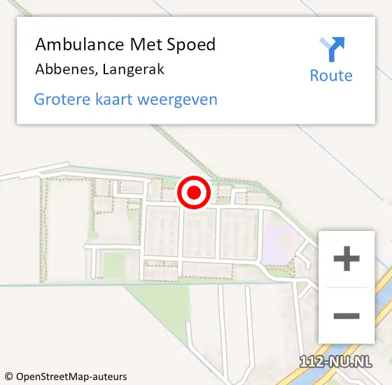 Locatie op kaart van de 112 melding: Ambulance Met Spoed Naar Abbenes, Langerak op 1 juli 2024 12:01