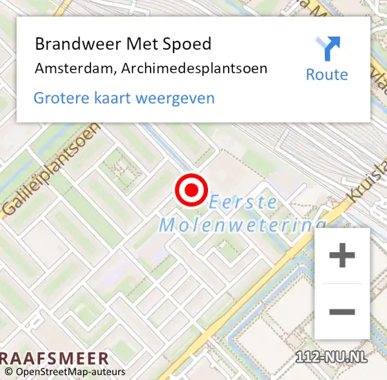 Locatie op kaart van de 112 melding: Brandweer Met Spoed Naar Amsterdam, Archimedesplantsoen op 1 juli 2024 12:15