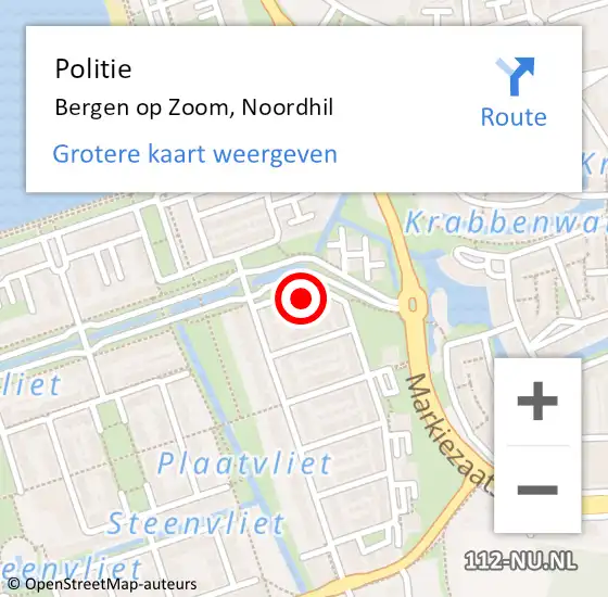 Locatie op kaart van de 112 melding: Politie Bergen op Zoom, Noordhil op 1 juli 2024 12:20