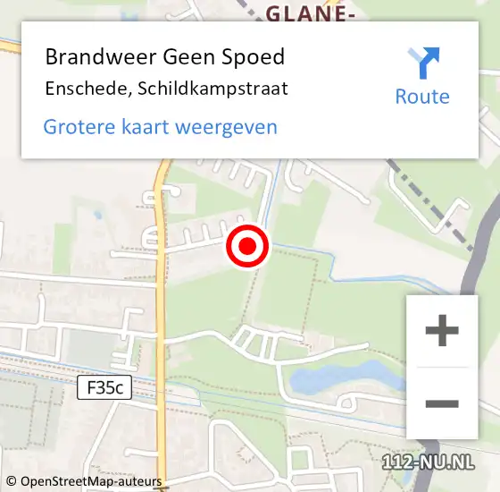 Locatie op kaart van de 112 melding: Brandweer Geen Spoed Naar Enschede, Schildkampstraat op 1 juli 2024 12:31