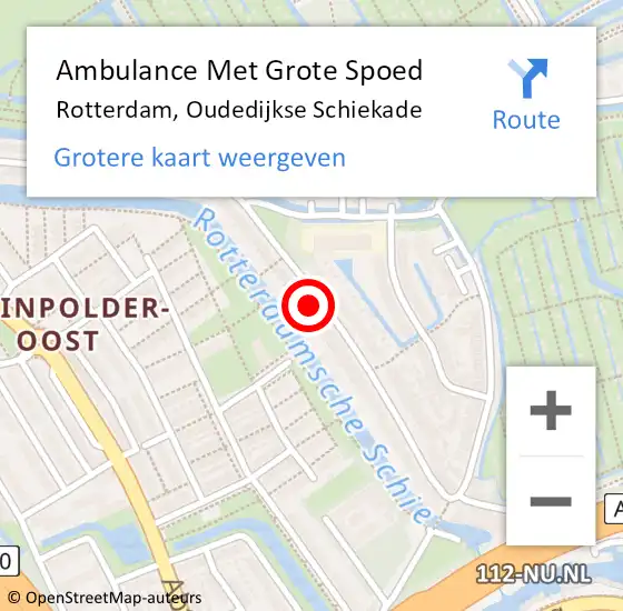 Locatie op kaart van de 112 melding: Ambulance Met Grote Spoed Naar Rotterdam, Oudedijkse Schiekade op 1 juli 2024 12:36