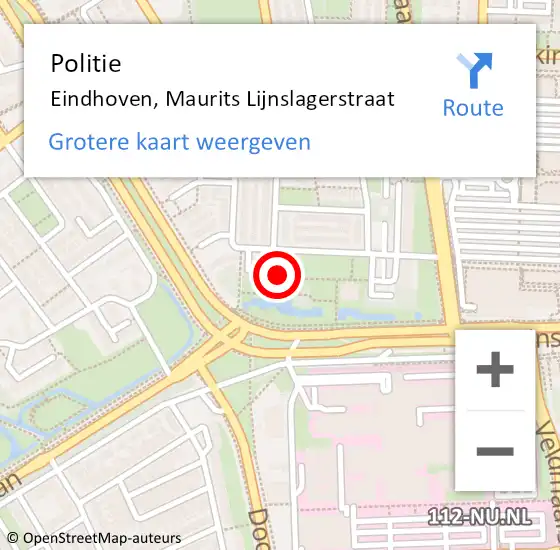 Locatie op kaart van de 112 melding: Politie Eindhoven, Maurits Lijnslagerstraat op 1 juli 2024 12:37