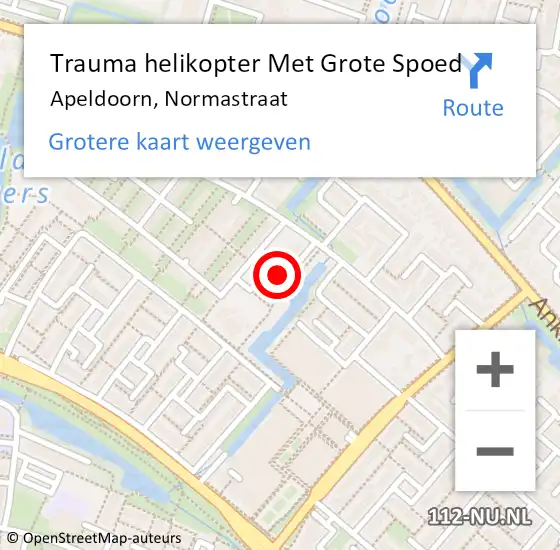 Locatie op kaart van de 112 melding: Trauma helikopter Met Grote Spoed Naar Apeldoorn, Normastraat op 1 juli 2024 12:45