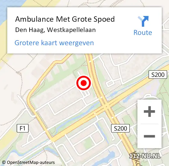 Locatie op kaart van de 112 melding: Ambulance Met Grote Spoed Naar Den Haag, Westkapellelaan op 1 juli 2024 12:49