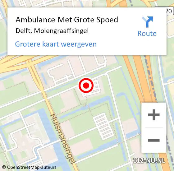 Locatie op kaart van de 112 melding: Ambulance Met Grote Spoed Naar Delft, Molengraaffsingel op 1 juli 2024 13:01